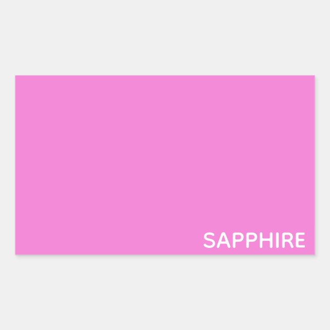 Sapphire pink color name rectangular sticker (Front)