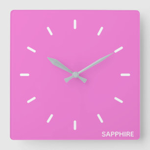 Sapphire pink color name square wall clock