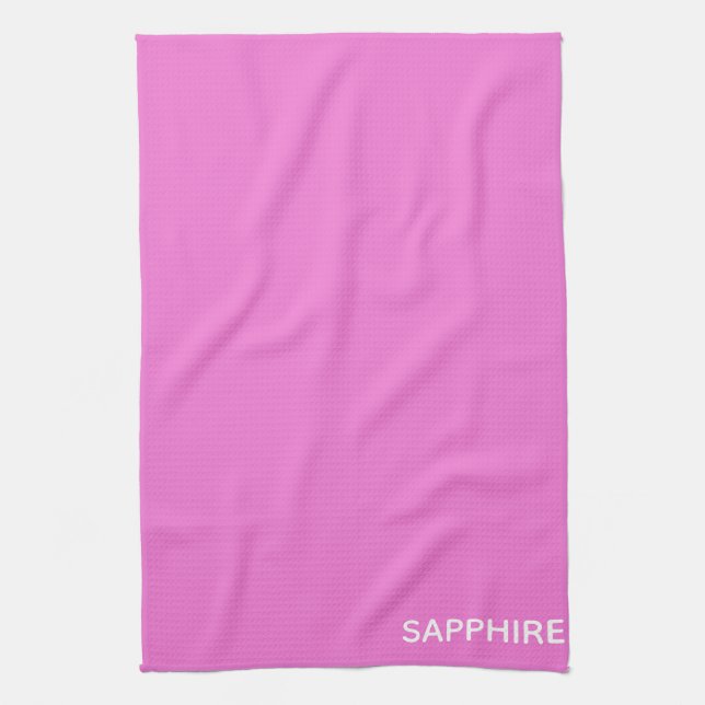 Sapphire pink color name tea towel (Vertical)
