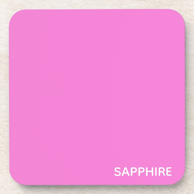 Sapphire pink colour name coaster (Front)