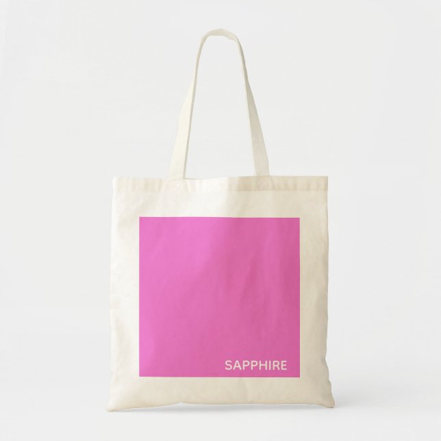 Sapphire pink colour name tote bag (Front)