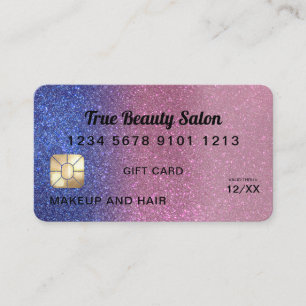 Sapphire Pink Glitter Credit Card Gift Certificate