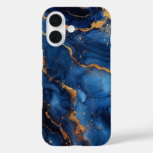 Sapphire Regalia – Luxury Blue & Gold Marble Case-Mate iPhone Case (Back)