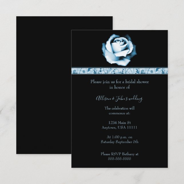 Sapphire Rose Bridal Shower Invite (Front/Back)