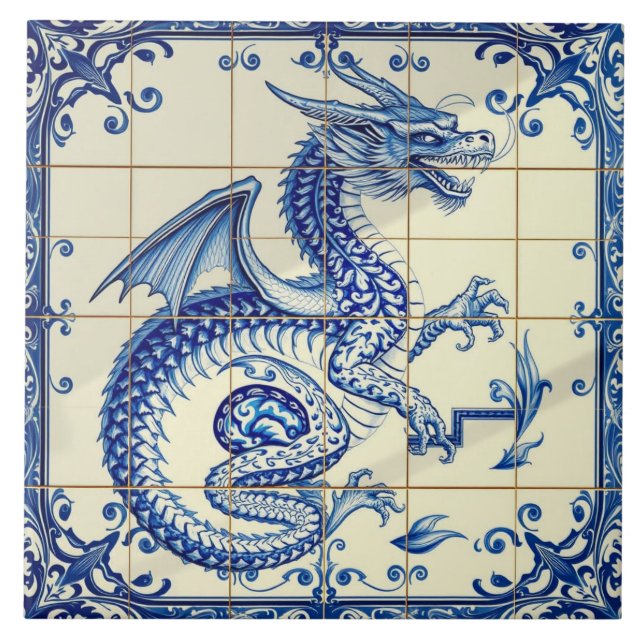 sapphire serpent dragon tile (Front)