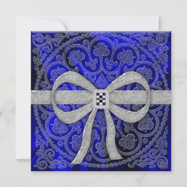 Sapphire Silk Party Invitation (Front)