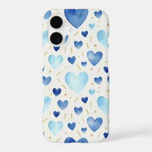 Sapphire & Sky Blue Watercolor Heart Pattern