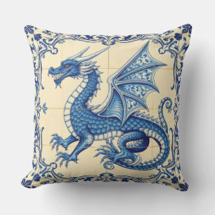 sapphire sky dragon outdoor pillow