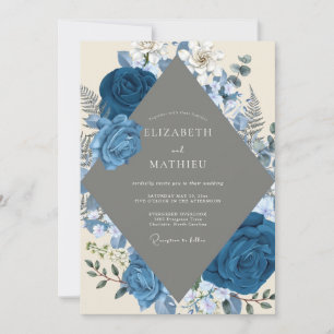 Sapphire Slate Foliage Eucalyptus Wedding Invitation