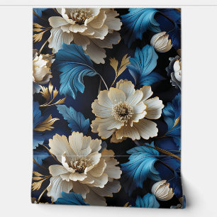 Sapphire Starlit Symphony Botanical Wallpaper