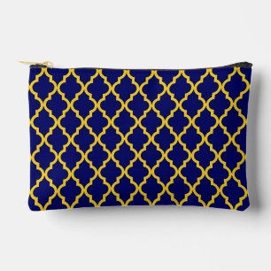 Sapphire Sun: Blue & Yellow Boho Moroccan Elegance Accessory Pouch