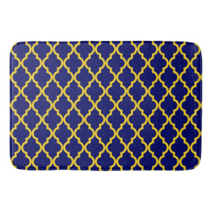 Sapphire Sun: Blue & Yellow Boho Moroccan Elegance Bath Mat