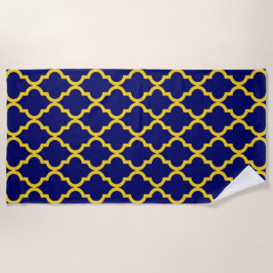 Sapphire Sun: Blue & Yellow Boho Moroccan Elegance Beach Towel