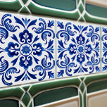 Sapphire Talavera Lisbon Patterned Ceramic Design Ceramic Tile<br><div class="desc">Indigo Azulejo Blue Portuguese Lisbon decorative Talavera ceramic tiles are a beautiful and unique addition to any home. A high-quality product with a timeless aesthetic. The blue colour of the tiles is inspired by the indigo blue of Lisbon's famous azulejo tiles, adding a touch of history and culture to your...</div>