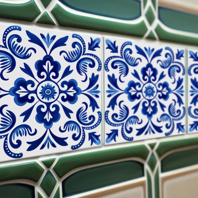 Sapphire Talavera Lisbon Patterned Ceramic Design Ceramic Tile (Creator Uploaded)