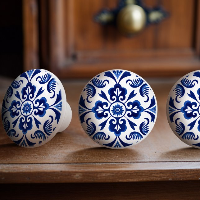 Sapphire Talavera Lisbon Patterned Ceramic Design Knob (Creator Uploaded)