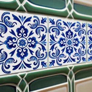 Sapphire Talavera Lisbon Patterned Ceramic Design Tile