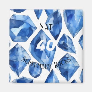 Sapphire-Themed September Birthday Anniversary Magnet