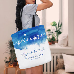 Sapphire Tide Personalised Wedding Welcome Tote Bag