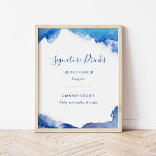 Sapphire Tide Wedding Drink Menu Sign