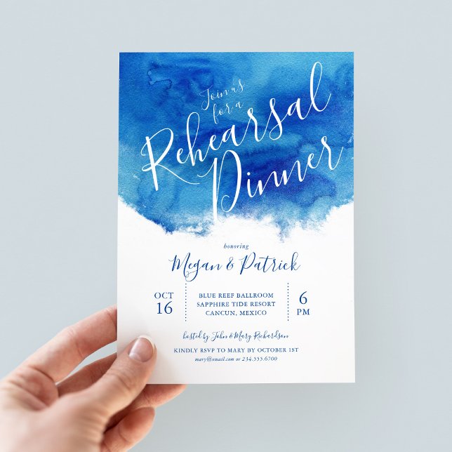 Sapphire Tide Wedding Rehearsal Dinner Invitation (Creator Uploaded)
