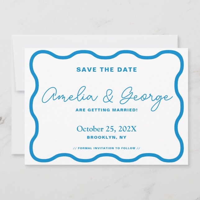 Sapphire Wavy Retro Save The Date (Front)