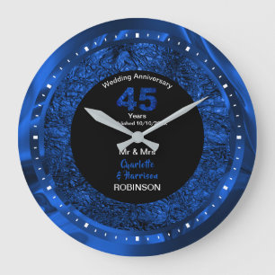 Sapphire Wedding Anniversary 45 Years Personalised Large Clock