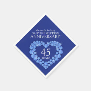 Sapphire Wedding blue heart name napkins