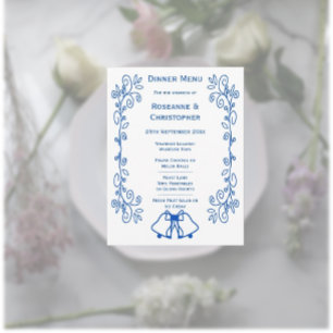 Sapphire Wedding Menu Card Bells Scrollwork