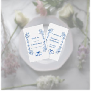 Sapphire Wedding Place Card Bells Scrollwork