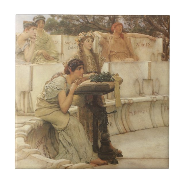 Sappho and Alcaeus by Sir Lawrence Alma Tadema Ceramic Tile (Front)