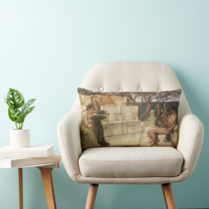 Sappho and Alcaeus by Sir Lawrence Alma Tadema Lumbar Cushion