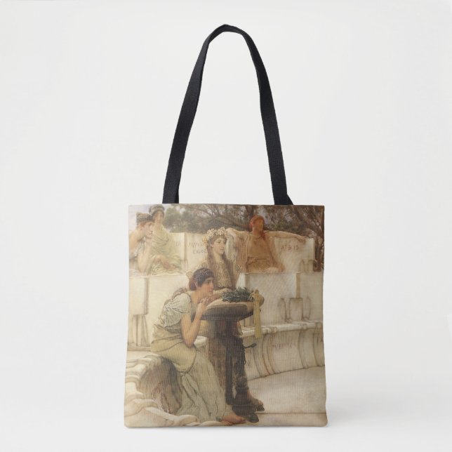 Sappho and Alcaeus by Sir Lawrence Alma Tadema Tote Bag (Front)