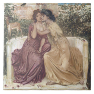 Sappho and Erinna in a Greek Garden (Lesbian Love) Ceramic Tile