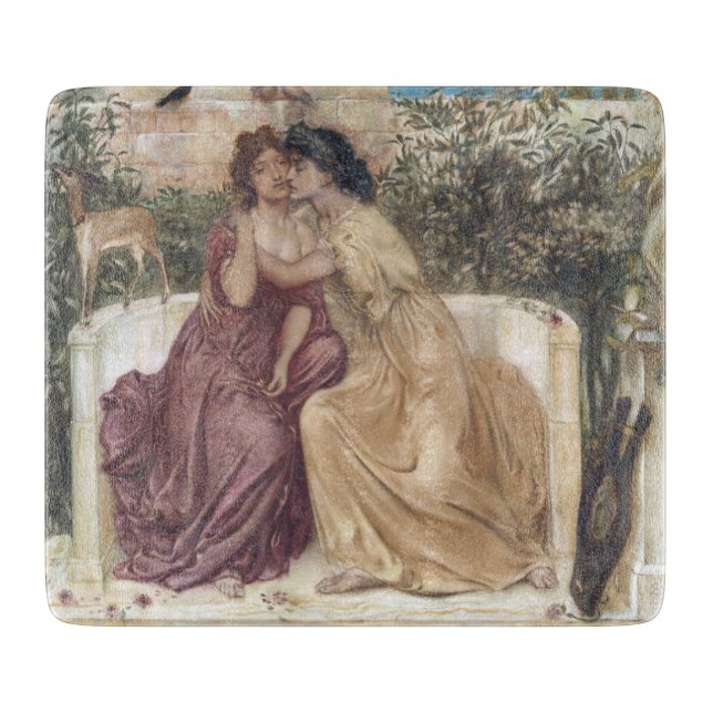 Sappho and Erinna in a Greek Garden (Lesbian Love) Cutting Board (Front)