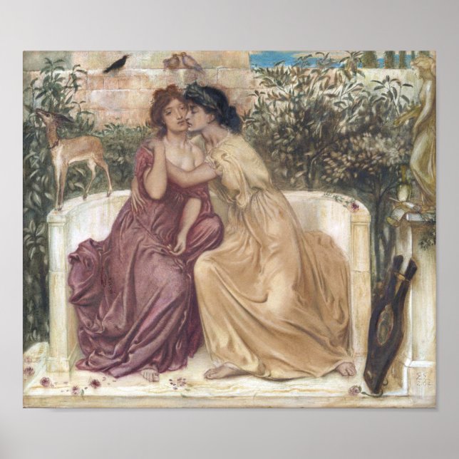 Sappho and Erinna in a Greek Garden (Lesbian Love) Poster (Front)