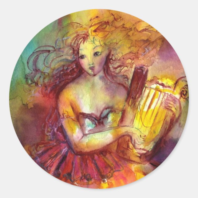 SAPPHO ,DANCE, MUSIC AND POETRY CLASSIC ROUND STICKER (Front)