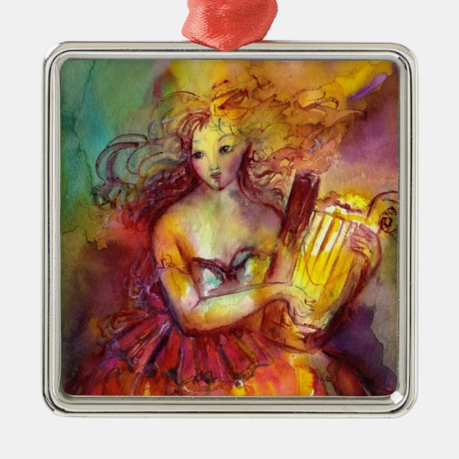 SAPPHO ,DANCE, MUSIC AND POETRY,Heart Metal Ornament (Front)