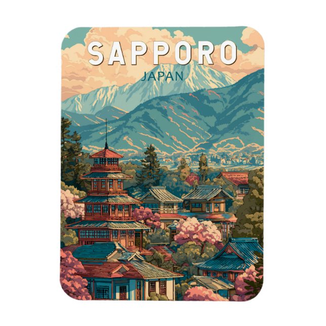 Sapporo Japan Travel Art Vintage Magnet (Vertical)