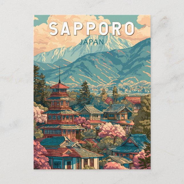 Sapporo Japan Travel Art Vintage Postcard (Front)