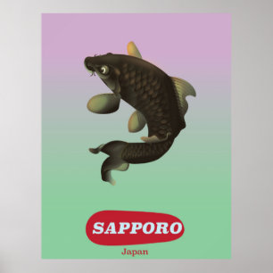 Sapporo Japan Vintage style tourism poster
