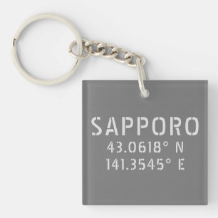 Sapporo Latitude & Longitude Coordinates  Key Ring