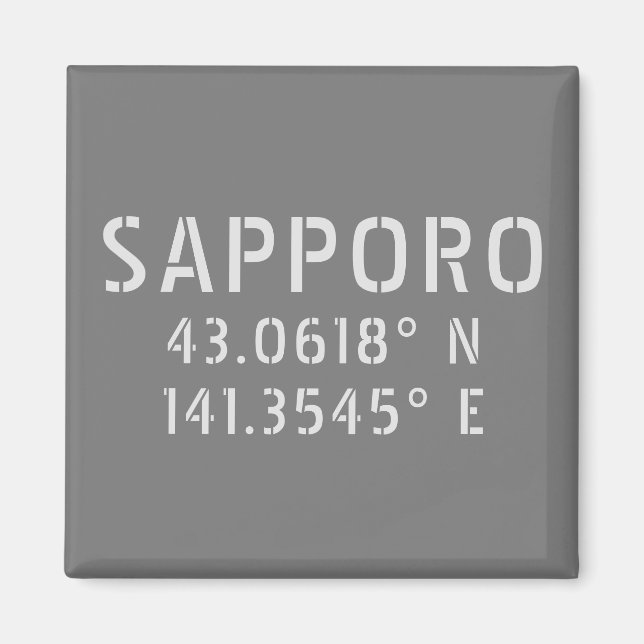 Sapporo Latitude & Longitude Coordinates  Magnet (Front)