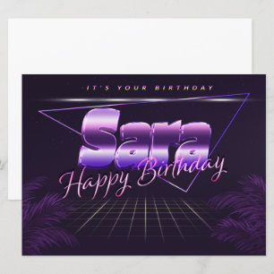 Sara Name Vorname lila retro Karte Geburtstag Card