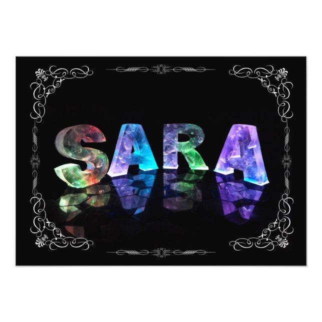 Sara  - The Name Sara in 3D Lights (Photograph) Photo Print (Front)