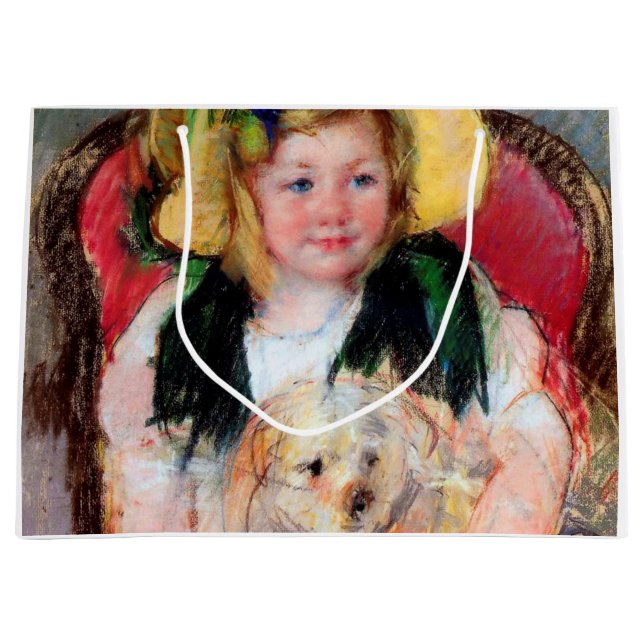 Sara with Her Dog, Cassatt Large Gift Bag (Front)