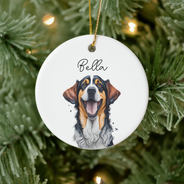 Sarabi Dog Pet Custom Name Holiday Christmas Ceramic Ornament (Tree)