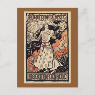 Sarah Bernhardt as Joan of Arc vintage theatre ad Postcard