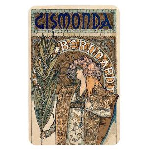 Sarah Bernhardt by Alphonse Mucha Magnet