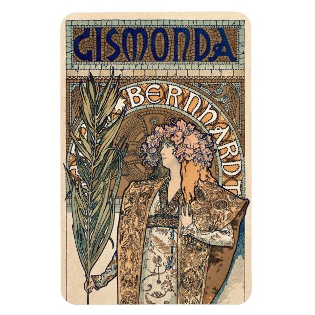 Sarah Bernhardt by Alphonse Mucha Magnet (Vertical)